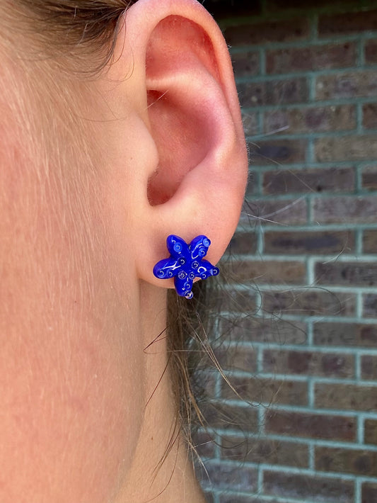 Cobalt Starfish Studs